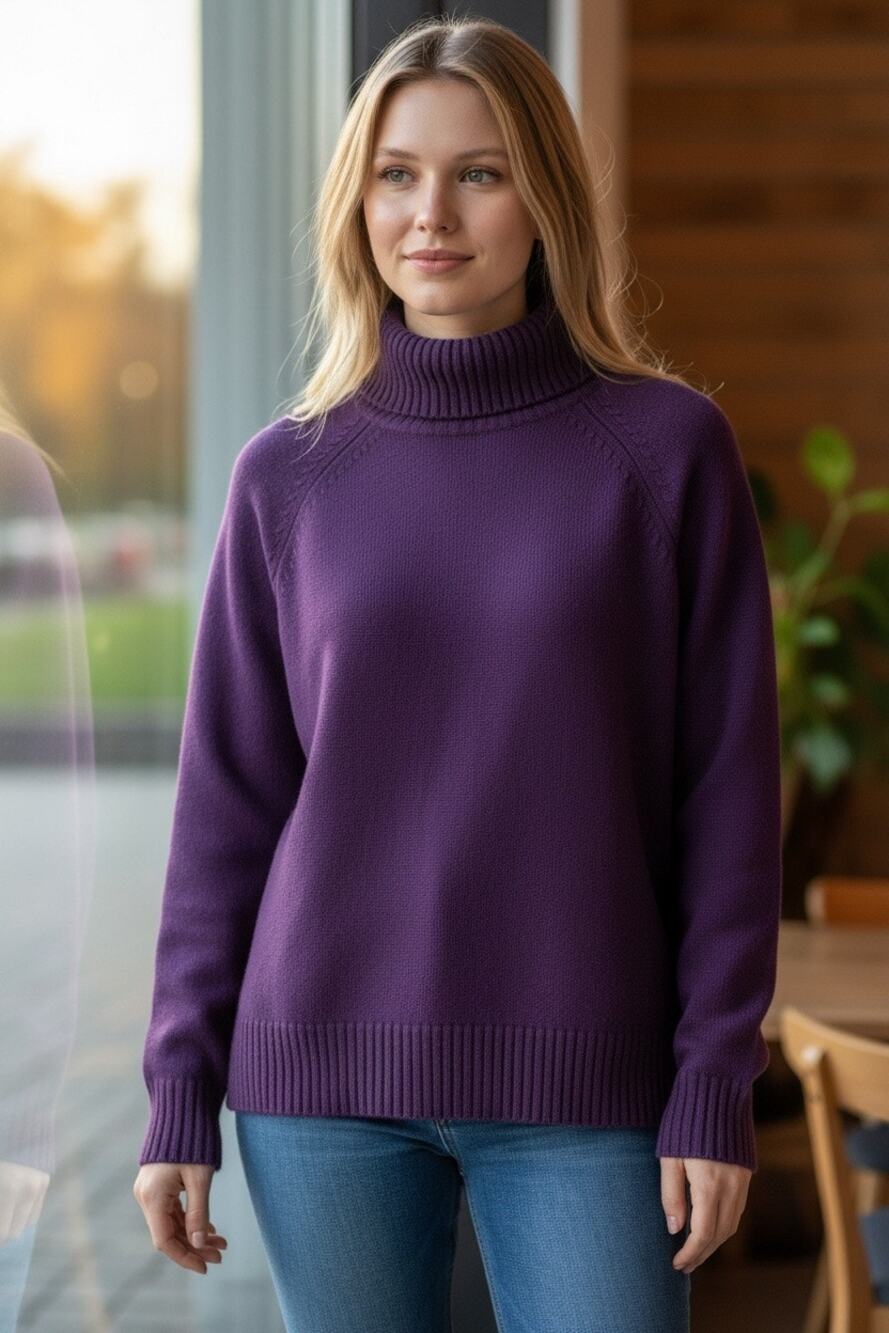 Kim Rogers Purple Turtleneck Sweater Women’s Large Long Sleeve Pullover